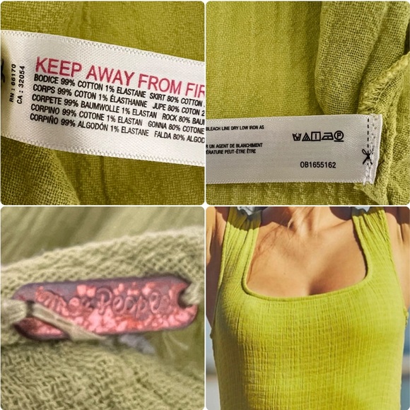 Free People Free-est Traveler Midi Square Neck Dress in Lime green Fits M - Picture 12 of 16